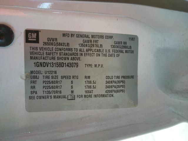Photo 10 from auction – 2008 CHEVROLET UPLANDER with VIN 1GNDV13158D143079
