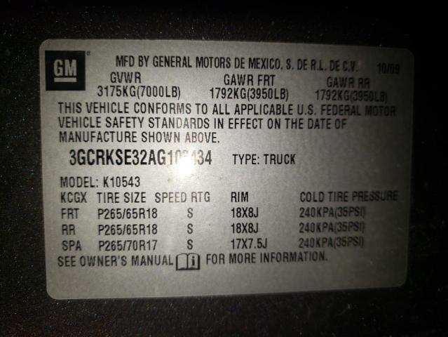 Photo 10 from auction – 2010 CHEVROLET SILVERADO with VIN 3GCRKSE32AG103434