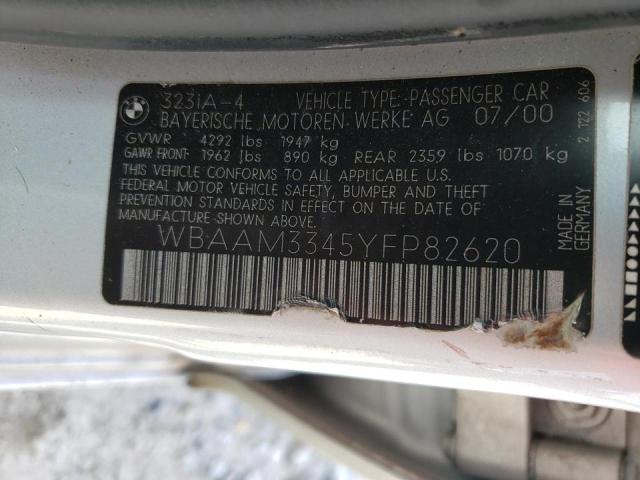 Photo 10 from auction – 2000 BMW 323 I with VIN WBAAM3345YFP82620