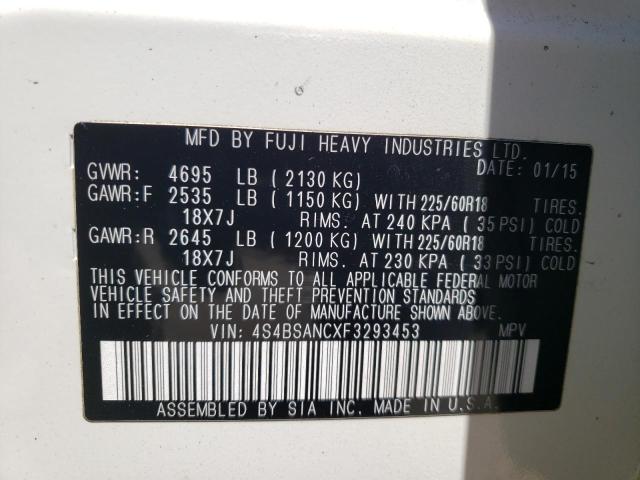Photo 10 from auction – 2015 SUBARU OUTBACK 2. with VIN 4S4BSANCXF3293453
