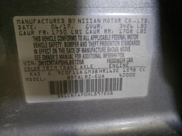 Photo 10 from auction – 2017 NISSAN VERSA S with VIN 3N1CN7AP0HL897258