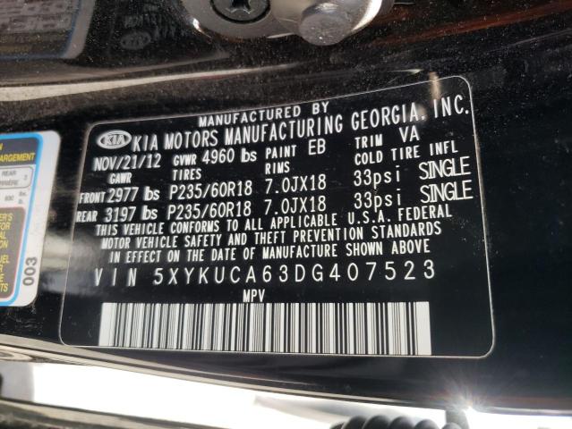 Photo 10 from auction – 2013 KIA SORENTO EX with VIN 5XYKUCA63DG407523