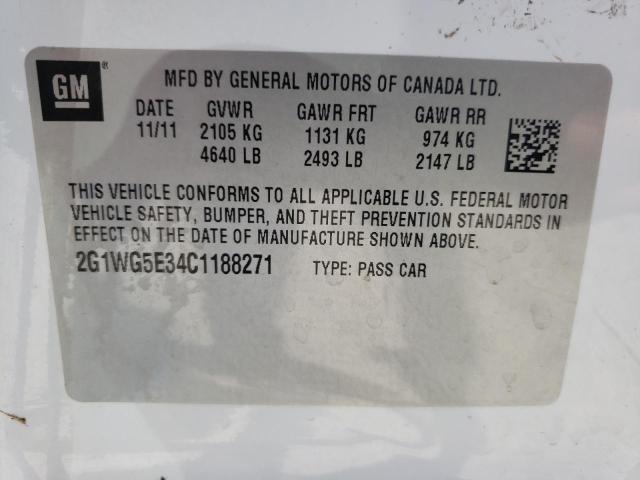 Photo 10 from auction – 2012 CHEVROLET IMPALA LT with VIN 2G1WG5E34C1188271