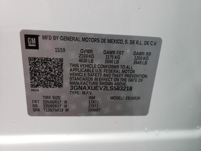 Photo 10 from auction – 2020 CHEVROLET EQUINOX LT with VIN 3GNAXUEV2LS583218
