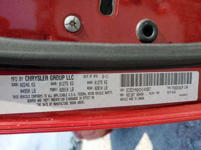 Photo 10 from auction – 2012 DODGE CHALLENGER with VIN 2C3CDYAGXCH143957