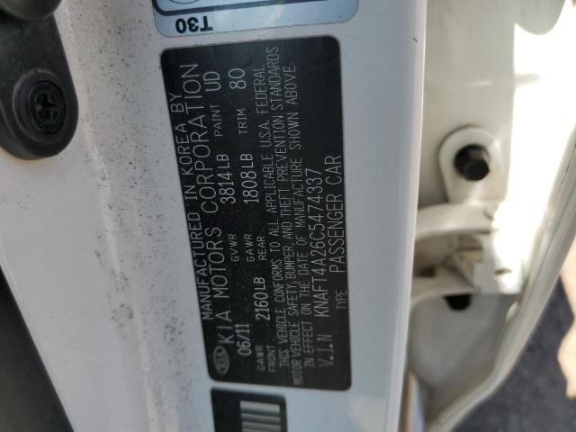 Photo 10 from auction – 2012 KIA FORTE LX with VIN KNAFT4A26C5474337