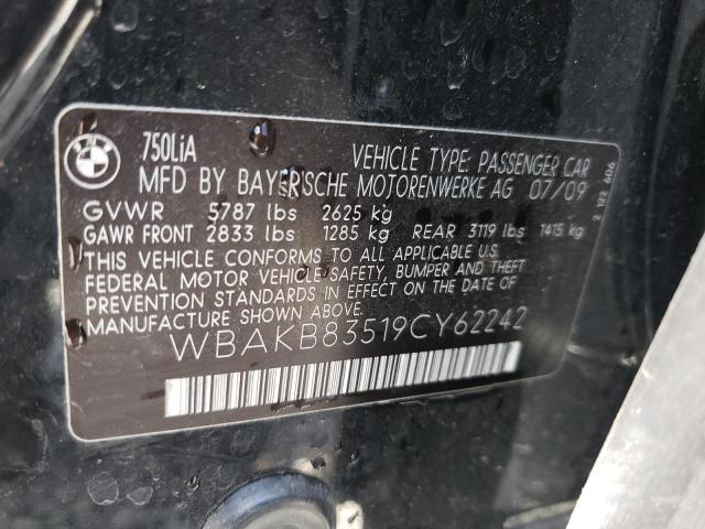 Photo 10 from auction – 2009 BMW 750 LI with VIN WBAKB83519CY62242