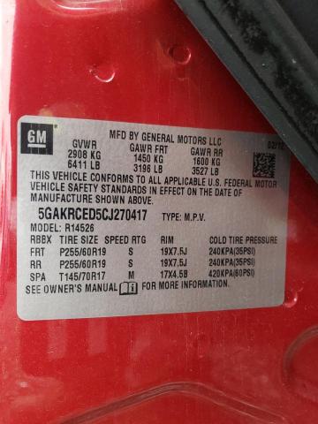 Photo 10 from auction – 2012 BUICK ENCLAVE with VIN 5GAKRCED5CJ270417