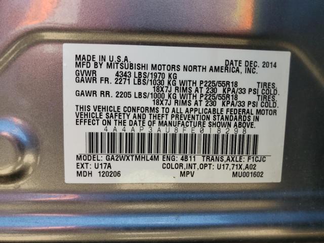 Photo 10 from auction – 2015 MITSUBISHI OUTLANDER with VIN 4A4AP3AU8FE018298