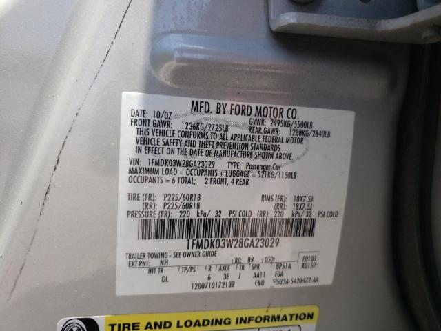 Photo 10 from auction – 2008 FORD TAURUS X L with VIN 1FMDK03W28GA23029