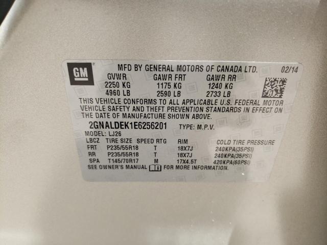 Photo 10 from auction – 2014 CHEVROLET EQUINOX LT with VIN 2GNALDEK1E6256201