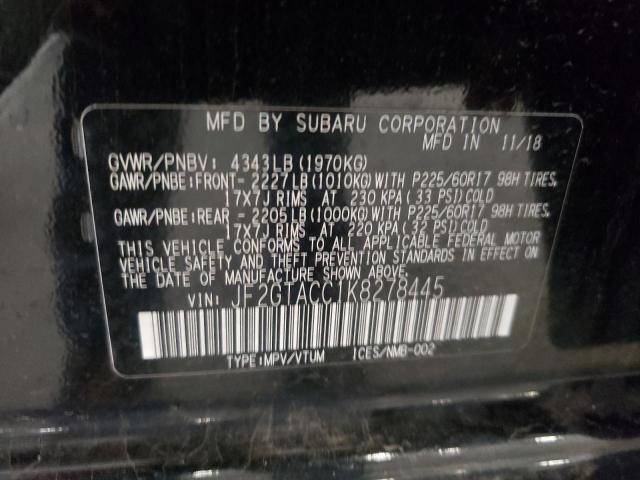 Photo 10 from auction – 2019 SUBARU CROSSTREK with VIN JF2GTACC1K8278445