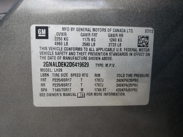 Photo 10 from auction – 2013 CHEVROLET EQUINOX LT with VIN 2GNALDEK2D6419629