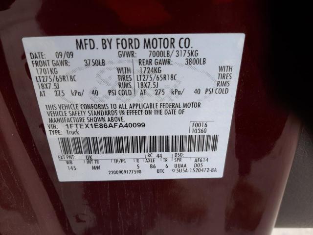 Photo 10 from auction – 2010 FORD F150 SUPER with VIN 1FTEX1E86AFA40099