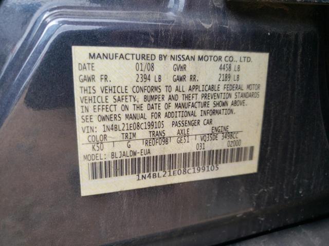 Photo 10 from auction – 2008 NISSAN ALTIMA 3.5 with VIN 1N4BL21E08C199105