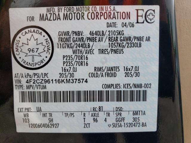 Photo 10 from auction – 2006 MAZDA TRIBUTE S with VIN 4F2CZ96116KM37574