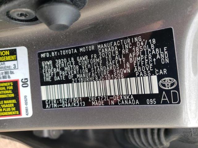 Photo 10 from auction – 2018 TOYOTA COROLLA L with VIN 2T1BURHE8JC101506