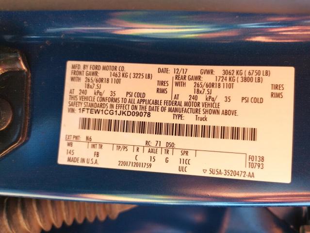 Photo 10 from auction – 2018 FORD F150 SUPER with VIN 1FTEW1CG1JKD09078