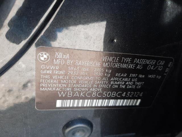 Photo 10 from auction – 2011 BMW 750LXIA with VIN WBAKC8C50BC432124