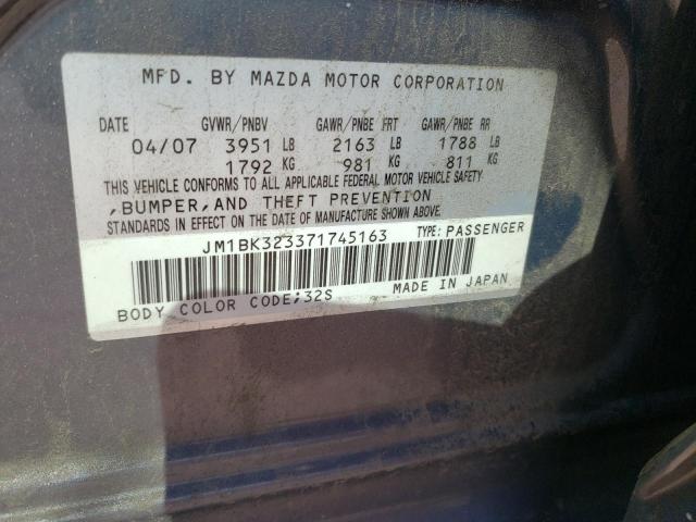 Photo 10 from auction – 2007 MAZDA 3 S with VIN JM1BK323371745163