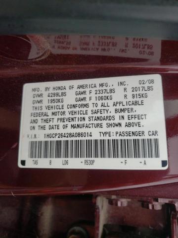 Photo 10 from auction – 2008 HONDA ACCORD LXP with VIN 1HGCP26428A086014