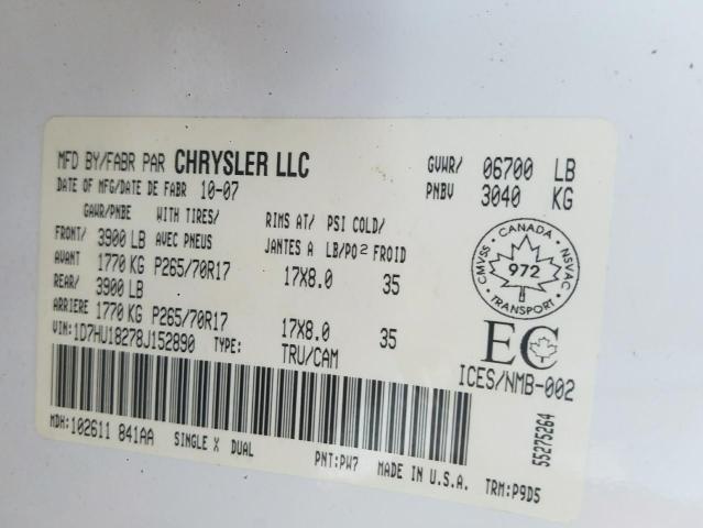 Photo 10 from auction – 2008 DODGE RAM 1500 S with VIN 1D7HU18278J152890