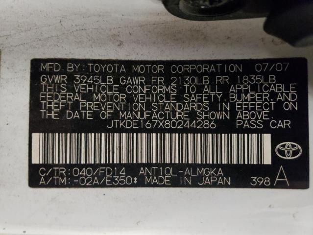 Photo 10 from auction – 2008 TOYOTA SCION TC with VIN JTKDE167X80244286