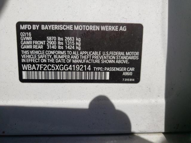 Photo 10 from auction – 2016 BMW 750 XI with VIN WBA7F2C5XGG419214