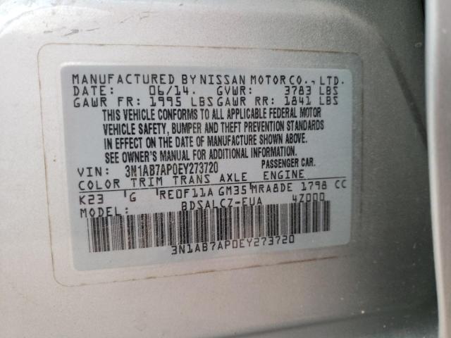 Photo 10 from auction – 2014 NISSAN SENTRA S with VIN 3N1AB7AP0EY273720