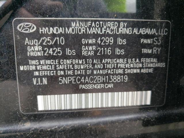 Photo 10 from auction – 2011 HYUNDAI SONATA SE with VIN 5NPEC4AC2BH138819