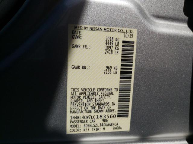 Photo 10 from auction – 2020 NISSAN ALTIMA SR with VIN 1N4BL4CW7LC183560