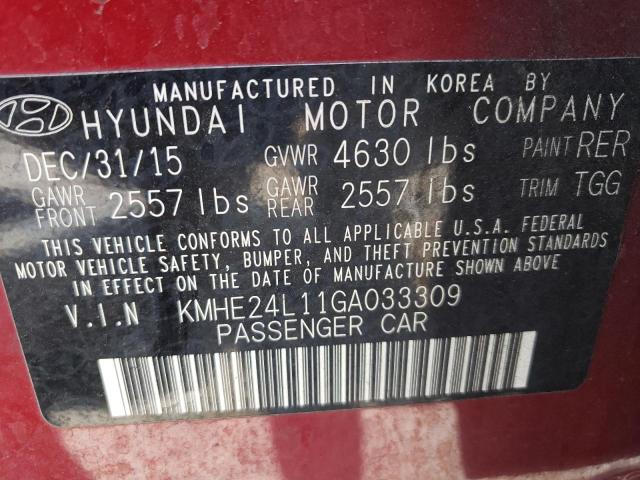 Photo 10 from auction – 2016 HYUNDAI SONATA HYB with VIN KMHE24L11GA033309