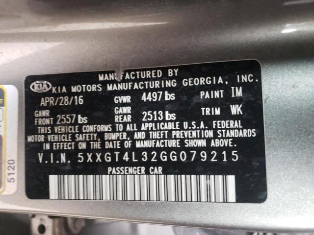 Photo 10 from auction – 2016 KIA OPTIMA LX with VIN 5XXGT4L32GG079215