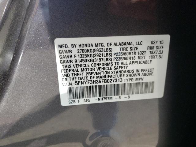 Photo 10 from auction – 2015 HONDA PILOT SE with VIN 5FNYF3H36FB027313