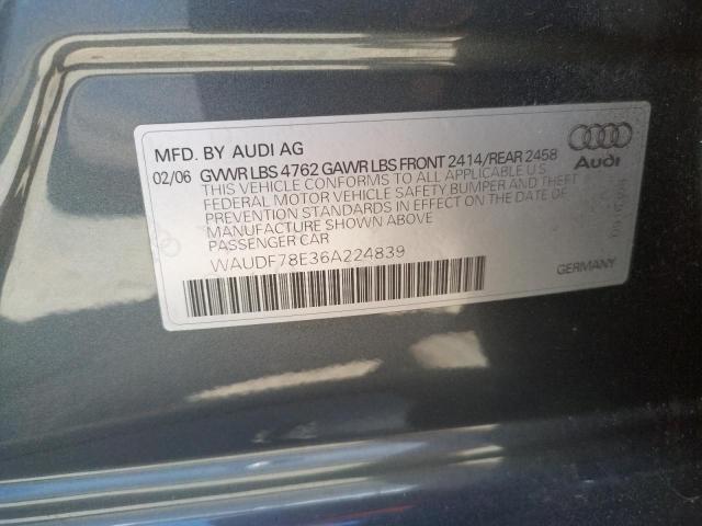 Photo 10 from auction – 2006 AUDI A4 2.0T QU with VIN WAUDF78E36A224839