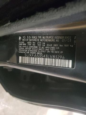 Photo 10 from auction – 2003 BMW X5 3.0I with VIN 5UXFA53543LV83296