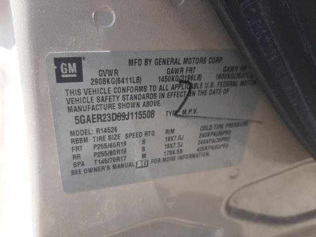 Photo 10 from auction – 2009 BUICK ENCLAVE with VIN 5GAER23D89J115508