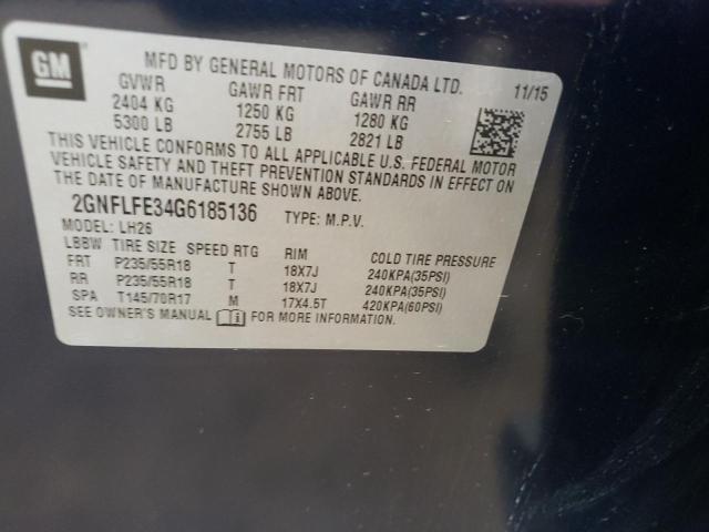 Photo 10 from auction – 2016 CHEVROLET EQUINOX LT with VIN 2GNFLFE34G6185136