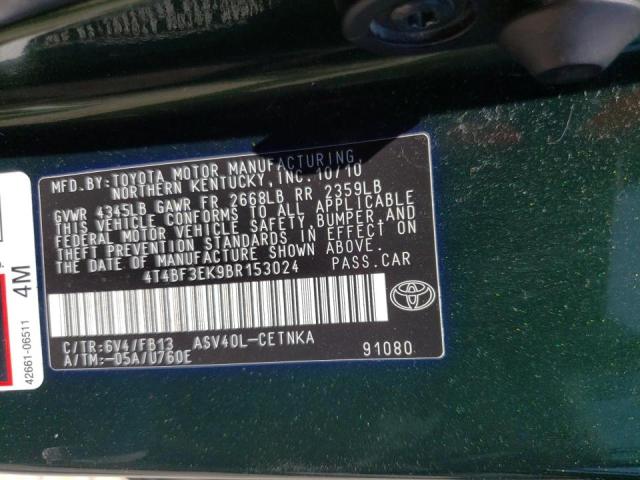 Photo 10 from auction – 2011 TOYOTA CAMRY BASE with VIN 4T4BF3EK9BR153024