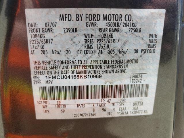 Photo 10 from auction – 2008 FORD ESCAPE LIM with VIN 1FMCU04168KB10969