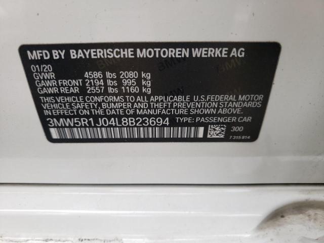 Photo 10 from auction – 2020 BMW 330I with VIN 3MW5R1J04L8B23694