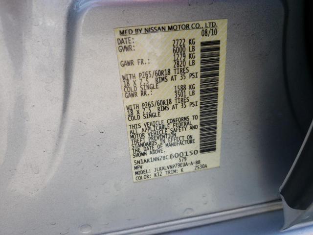 Photo 10 from auction – 2011 NISSAN PATHFINDER with VIN 5N1AR1NN2BC600150