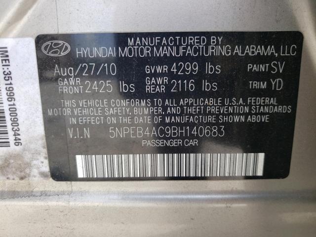 Photo 10 from auction – 2011 HYUNDAI SONATA GLS with VIN 5NPEB4AC9BH140683