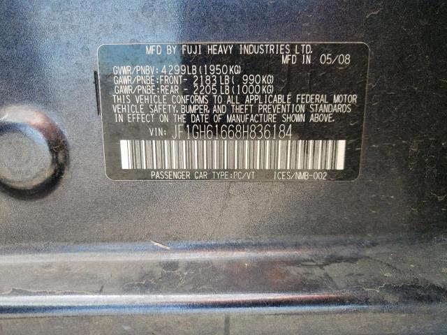 Photo 10 from auction – 2008 SUBARU IMPREZA 2. with VIN JF1GH61668H836184