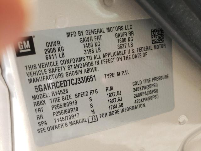 Photo 10 from auction – 2012 BUICK ENCLAVE with VIN 5GAKRCED7CJ330651