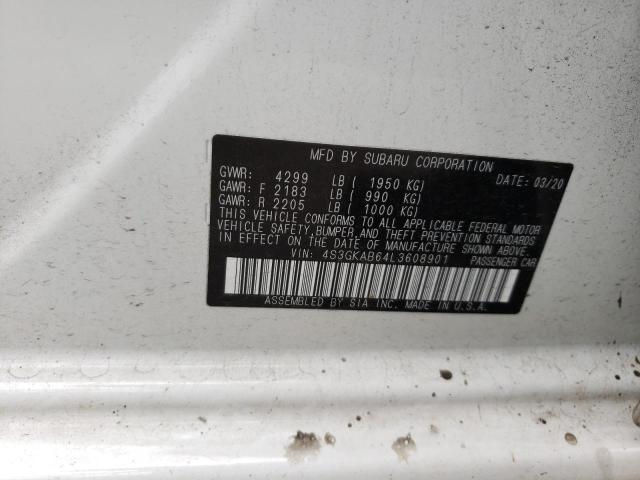 Photo 10 from auction – 2020 SUBARU IMPREZA with VIN 4S3GKAB64L3608901