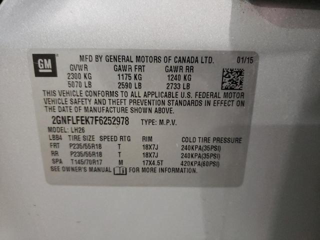 Photo 10 from auction – 2015 CHEVROLET EQUINOX LT with VIN 2GNFLFEK7F6252978