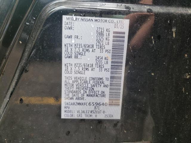 Photo 10 from auction – 2015 NISSAN PATHFINDER with VIN 5N1AR2MNXFC659640