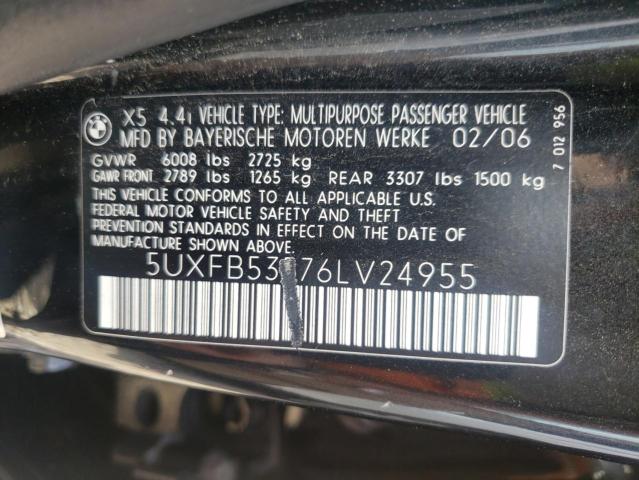 Photo 10 from auction – 2006 BMW X5 4.4I with VIN 5UXFB53576LV24955