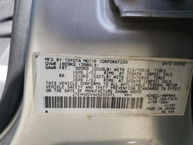 Photo 10 from auction – 2002 TOYOTA RAV4 with VIN JTEHH20V426055971